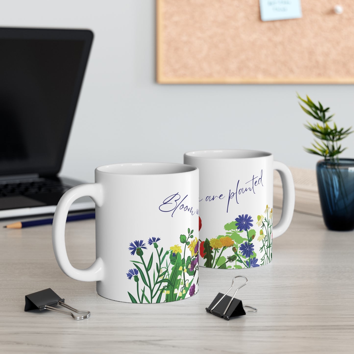 Bloom Where You are Planted Ceramic Coffee Cup, 11oz, 325ml